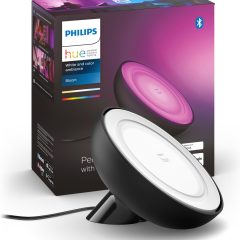Philips Hue Bloom lamp met doos, ontworpen voor kleurrijke verlichting en smart home integratie, met Bluetooth.