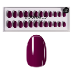 Alt-tekst: Doonails zachte gel press-on nagels in diep paarse kleur, verpakt in een handige doos met diverse maten.