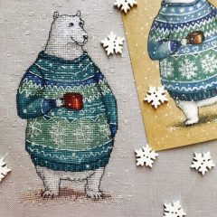 Winter Beer Borduurset 14CT op Bruin Borduurstof DW2508