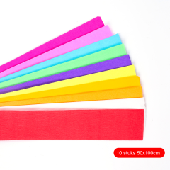 Gekleurde vouwblaadjes set van 10 stuks, afmeting 50x100 cm. Geschikt voor knutselprojecten en decoraties.