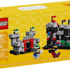 LEGO 40775 Mini Knight's Castle set met 590 stenen op een gele doos, ideaal voor bouwplezier vanaf 18 jaar.