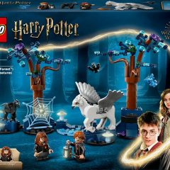 LEGO Harry Potter set 76432: Verboden Bos met magische wezens, inclusief figuren en bomen in een mysterieuze bosomgeving.