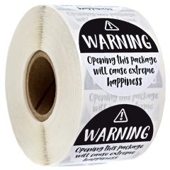 500 Stickers - Warning opening this package will cause extreme happiness - 3,8cm