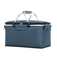 Blauwe Picknickmand Opvouwbaar - Boodschappenmand Picknicktas - Winkelmand Koeltas