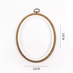 Borduurring met Houtlook - 15x19cm - Ovaal Ophanghaak