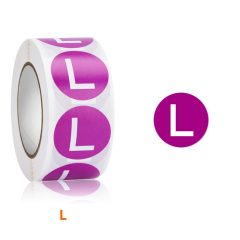 500 L Maatsticker op rol 2.5cm Diameter Paars Sticker Kledingmaat