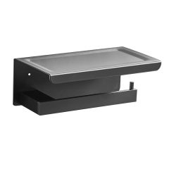 Aluminium Toiletrolhouder - Zwart - Toiletrol Houder - Badkamer Accessoires
