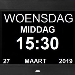 Digitale klok met datum en tijd: woensdagmiddag 27 maart 2019, 15:30.