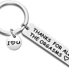 Sleutelhanger met gravure Thanks for all the orgasms en hartje; liefdesgeschenk voor partner.