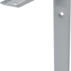 Grijze metalen wandsteun voor plankbevestiging, drievoudige schroefgaten voor stevige montage.