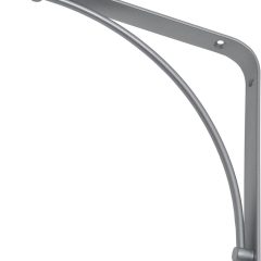 Metalen plankdrager met gebogen ontwerp voor stevige wandmontage, ideaal voor thuis of kantoor.