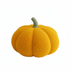 Oranje pompoen met groene steel, textuur als suède. Herfstdecoratie en inspiratie voor Halloween en herfstfeesten.