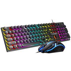Gaming toetsenbord en muis met kleurrijke RGB-verlichting voor ultieme game-ervaring.