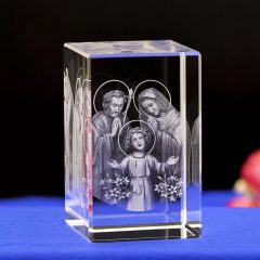 Jezus Maria Josef - Glazen Christus - Katholieke Kerk Beeldje - Glas