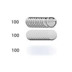 100 metalen knopen en 100 blanco badge schijven voor doe-het-zelf projecten en creatieve ontwerpen.