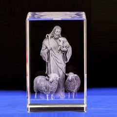 Jezus Herder - Glazen Christus Katholieke Kerk Beeldje - Gelazerd Glas