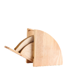 Houten servethouder met servetten, modern design. Geschikt voor keuken of eetkamerinrichting.