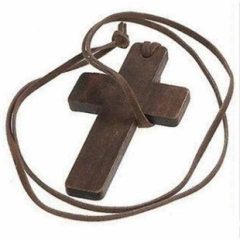 Bruin Houten Christen Kruis Ketting - Kruisje Hanger - Heren - Dames