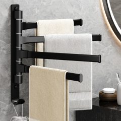30cm Badkamer Handdoekenrek - 4 Handdoeken - Zwart - Handdoekrek Klein