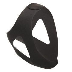 Zwarte neopreen muilkorf voor hond, verstelbaar design voor een comfortabele en veilige pasvorm.