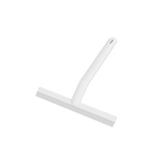 Witte douchewisser met ergonomische kunststof handgreep, ideaal voor streeploze reiniging van douchewanden en spiegels.
