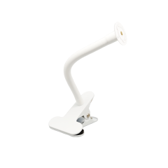 Witte verstelbare tafelklemhouders voor gadgets en accessoires. Perfect voor thuis of op kantoor voor extra gemak.