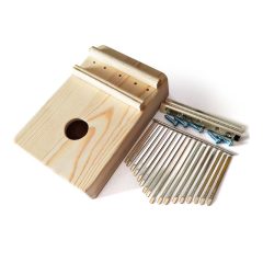 Kalimba bouwpakket met houten klankkast en metalen toetsen. Zelf je eigen muziekinstrument maken. Perfect voor beginners.