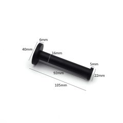 Zwarte deurstopper met afmetingen 105mm x 40mm, wandmontage. Geschikt voor bescherming tegen deur beschadigingen.