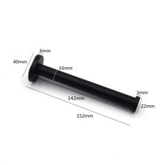 Zwarte metalen buis met afmetingen: 152mm lengte, 40mm diameter, geschikt voor diverse constructietoepassingen.