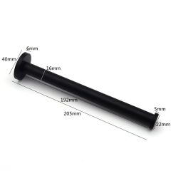 Zwarte wandsteun van 205 mm met specificaties, ideaal voor moderne interieurs.