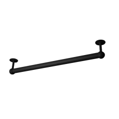 Zwarte metalen plafondhanger voor gordijnstangen, industrieel ontwerp voor interieurdecoratie.