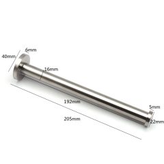 Stalen buis met afmetingen: lengte 205mm, diameter 16mm, basis 40mm. Geschikt voor bevestigingsconstructies.