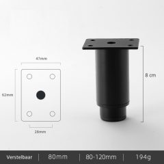 Meubelpoot Verstelbaar 8-12cm Bankpoten - Meubelpoten - Meubelpootjes
