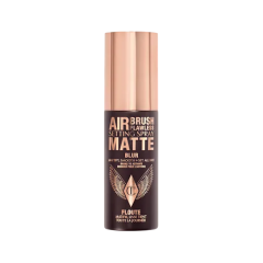 Matte airbrush setting spray met gouden dop, voor langdurige make-up fixatie.
