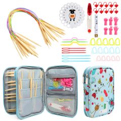 Complete breiset met opbergetui, bamboe breinaalden en accessoires voor beginners en gevorderde breiers.