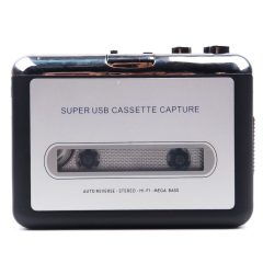Vintage USB-cassette-converter om audio om te zetten naar digitaal formaat, ideaal voor muziekarchivering.