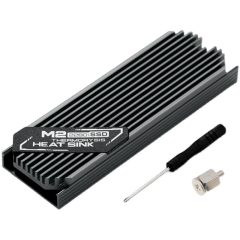 M.2 SSD koellichaam zwart met schroevendraaier en schroef, voor betere warmte-afvoer en prestaties.