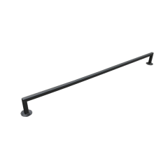 Zwarte metalen grindrail voor skateparken en straatgebruik, ideaal voor grindtricks en skatestunts.