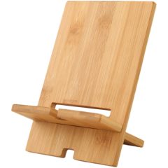 Bamboe telefoonstandaard, perfect voor handsfree gebruik. Duurzaam en stijlvol ontwerp voor elke tafel of bureau.