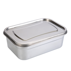 Roestvrijstalen lunchbox met deksel, ideaal voor voedselopslag en onderweg gebruik, duurzaam en milieuvriendelijk.