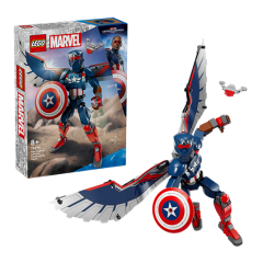 LEGO Marvel 76296 figuur met uitklapbare vleugels en schild, geschikt voor kinderen vanaf 8 jaar.