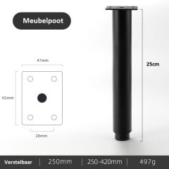 Meubelpoot Verstelbaar 25-42cm Bankpoten - Meubelpoten - Meubelpootjes