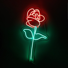 Roos Neon Bord Trouwerij Liefde Bloem Lamp LED 55cm