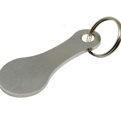 Metalen winkelwagentje munt sleutelhanger met ring, handig voor het loskoppelen van winkelwagens zonder muntje.