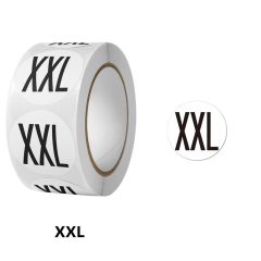 500 XXL Maatsticker op rol 2.5cm Diameter Wit Sticker Kledingmaat
