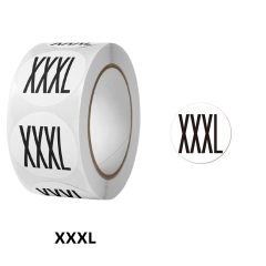 500 XXXL Maatsticker op rol 2.5cm Diameter Wit Sticker Kledingmaat