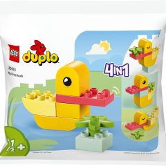 Zak LEGO DUPLO 30673 Mijn Eerste Eend 4-in-1 bouwset voor kinderen vanaf 1,5 jaar, met kleurrijke blokken.
