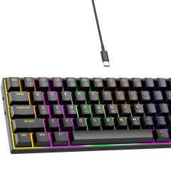 Gaming toetsenbord met RGB-verlichting en USB-C aansluiting, ideaal voor gamers en programmeurs.