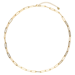 Gouden ketting met schakelontwerp, modieuze halsketting voor dames, stijlvol accessoire voor elke gelegenheid.