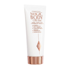 Charlotte's Magic Body Cream voor hydratatie en een stralende huid. Bevat cafeïne, hyaluronzuur en sheaboter.